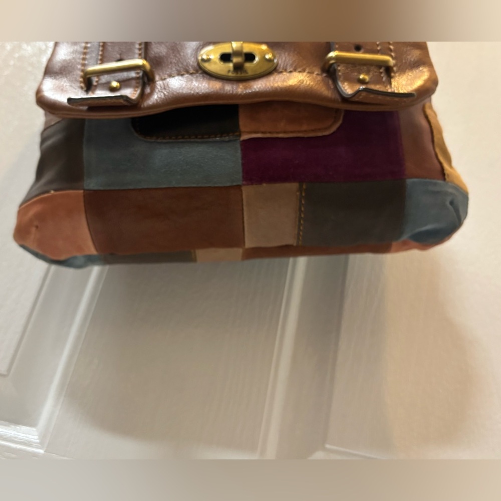 Fossil Multicolor Patchwork Shoulder Leather Bag … - image 8